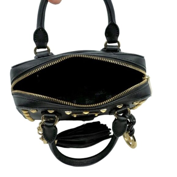 MICHAEL KORS~SANDRINE~Black Saffiano Leather Studded Mini Satchel Crossbody Bag - Picture 6 of 7